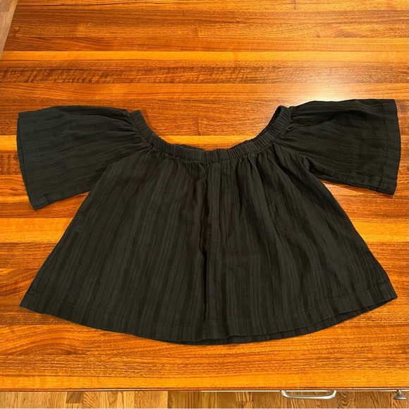 REFORMATION Tomato Off Shoulder Linen Top Crop Blouse Black Womens Size XS - Picture 6 of 12
